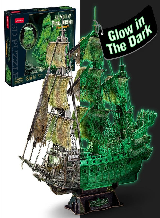 CubicFun 3D Jigsaw Puzzles Dutch Ship Model Flying Luminous Haunted Pirate Ship DIY for Adults and Kids, Building Kits Office Decoration for Women and Men, 360 Pieces - Image 1